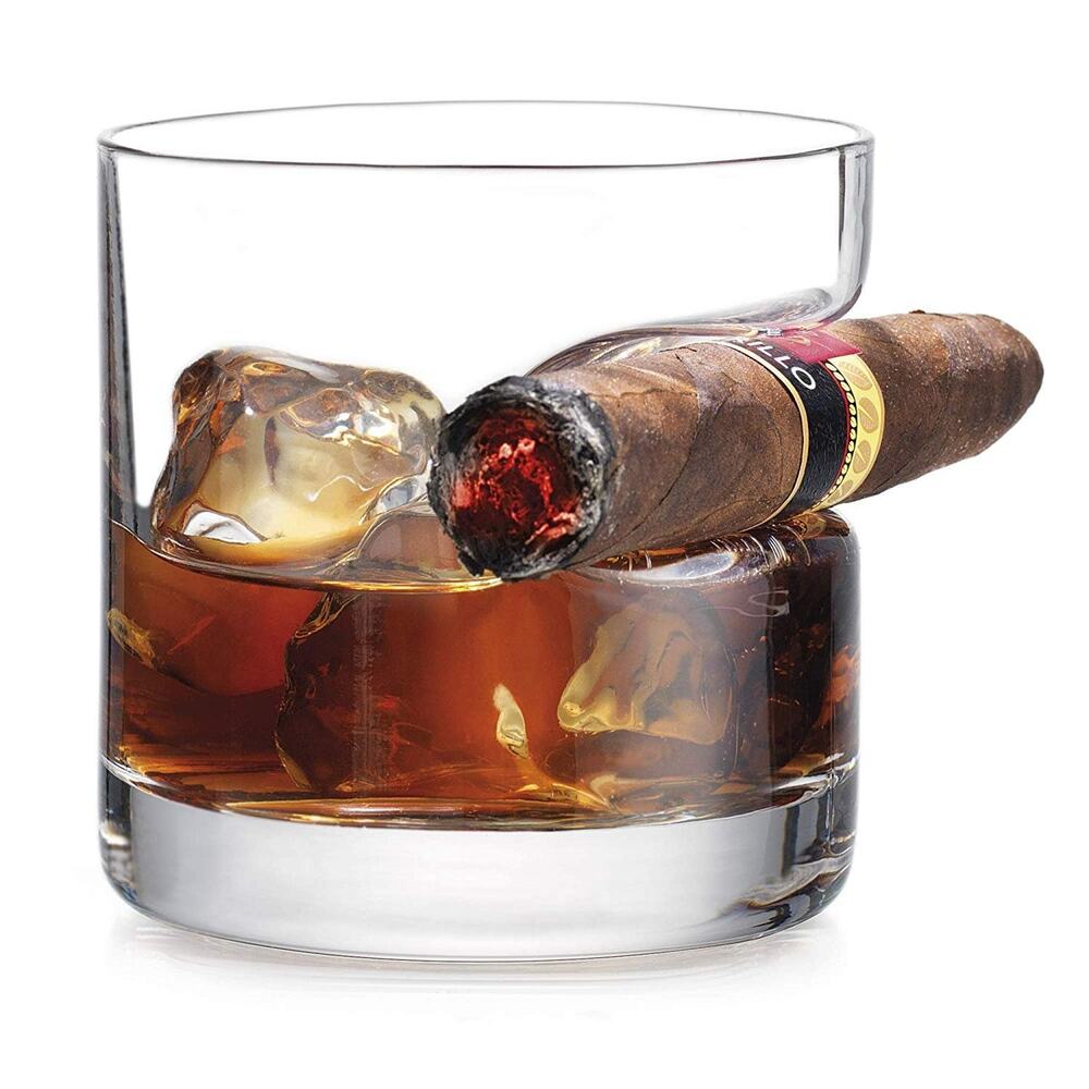 Godinger Cigar Whiskey Tumbler Set of 2 Crystal Glasses 350ml Dishwasher Safe